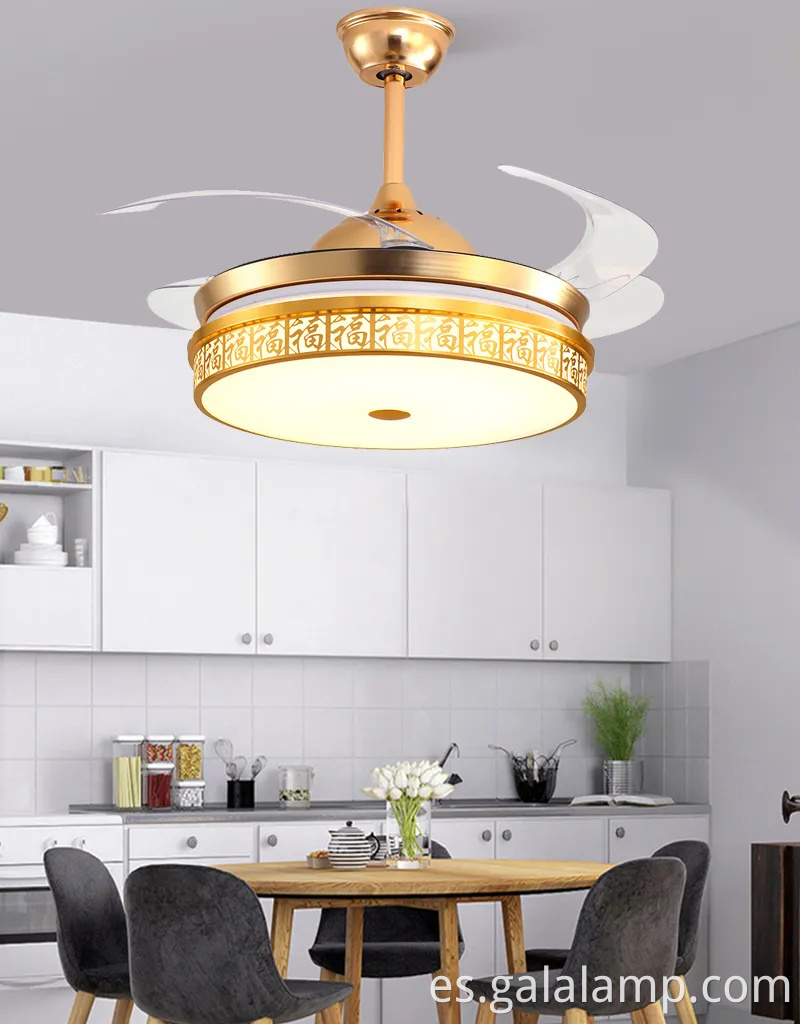 Ventilador de techo de cuchilla retráctil con control remoto y luz LED